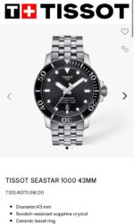 Tissot Seastar Powermatic 80 Deep Black Dial - Image 3