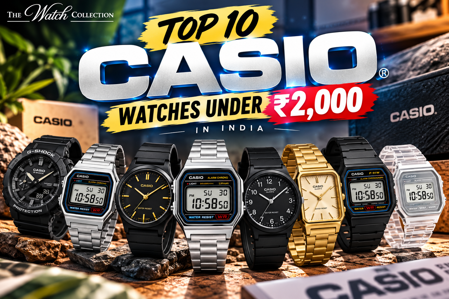 Top 10 Casio watches under ₹2,000 in India featuring digital, analog, metal and G-Shock style watches