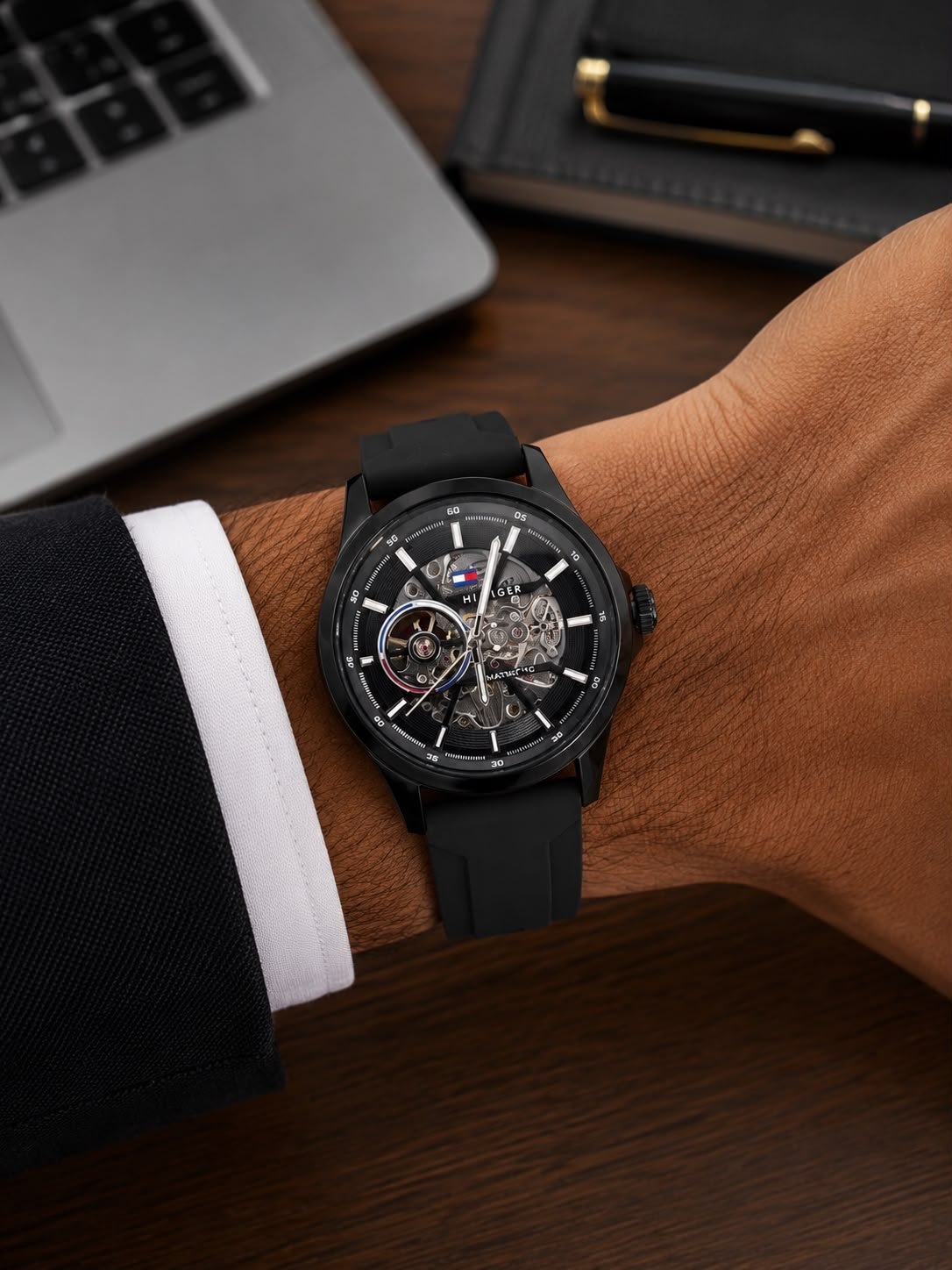 WhatsApp Image 2026-09-02 at 2.43.14 PM Tommy Hilfiger Automatic 43MM Black Silicone - Image 1