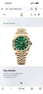 Rolex Sky-Dweller Gold-Tone Green Dial - Image 2