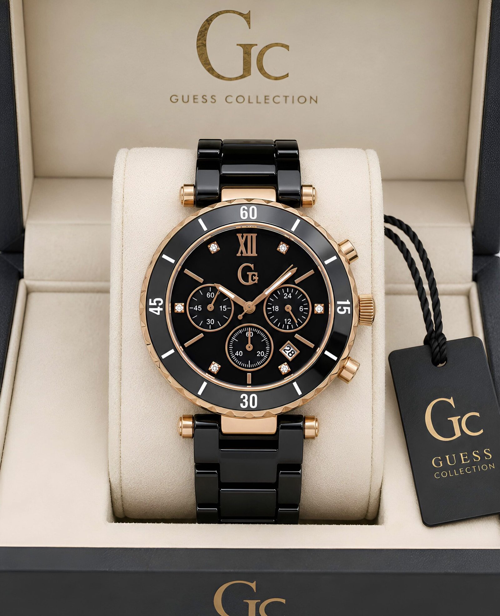 WhatsApp Image 2026-09-02 at 2.53.34 PM Guess Black And Rose Gold Chronograph - Image 1