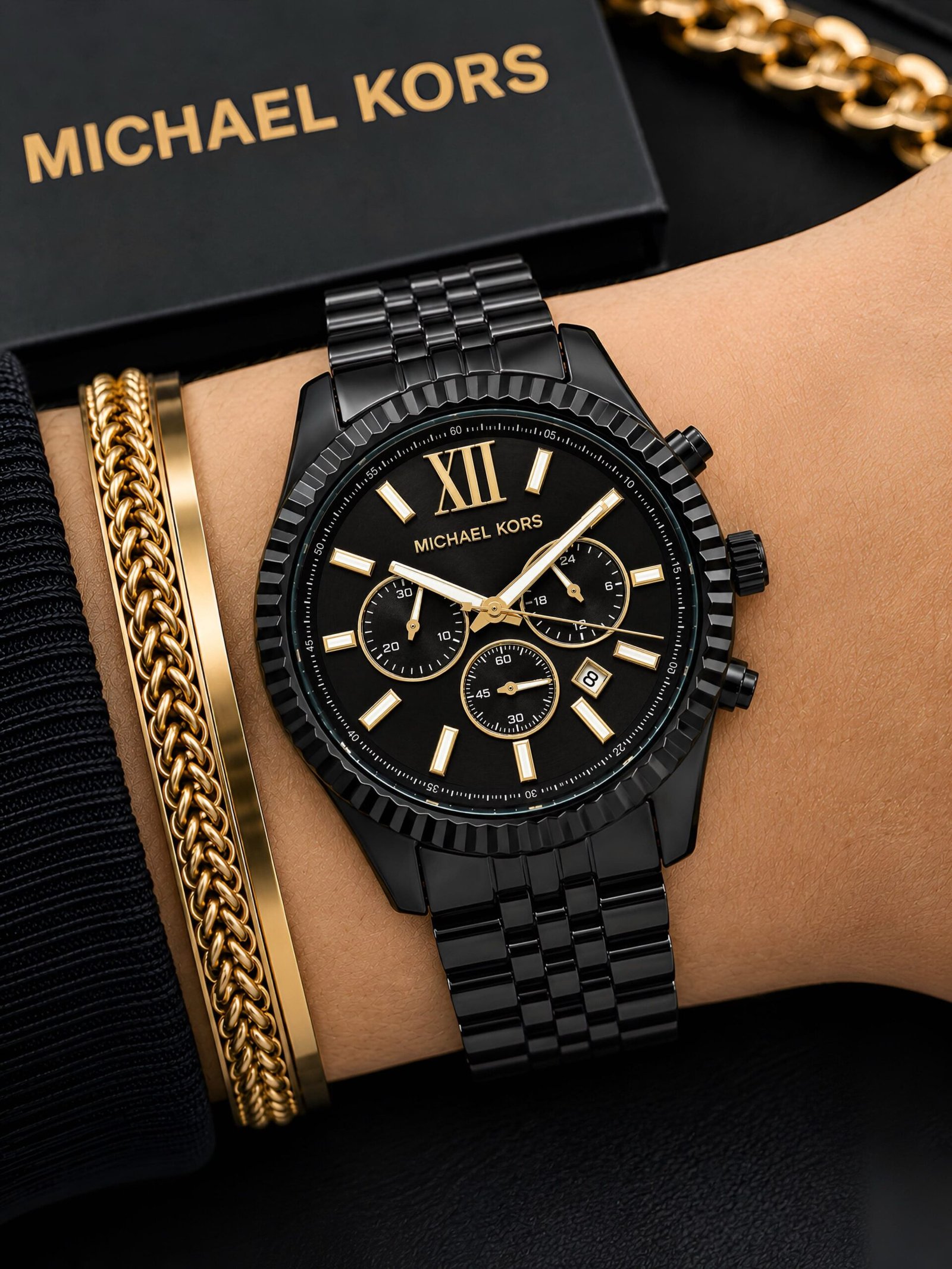 WhatsApp Image 2026-09-02 at 2.53.51 PM (1) Michael Kors Lexington Black Chronograph 44MM - Image 1