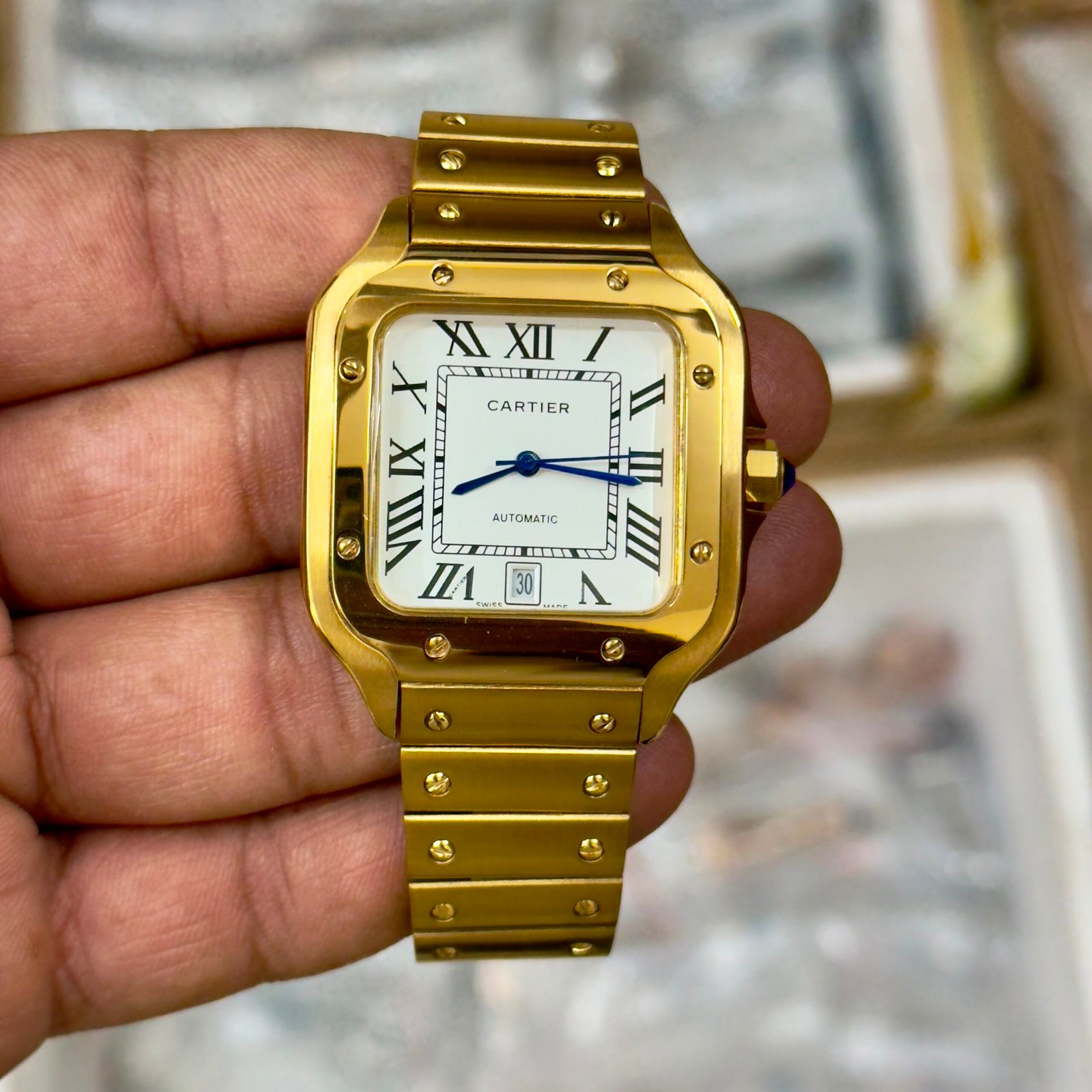 WhatsApp Image 2026-09-10 at 11.58.21 PM Cartier Santos Gold White Dial Automatic - Image 1