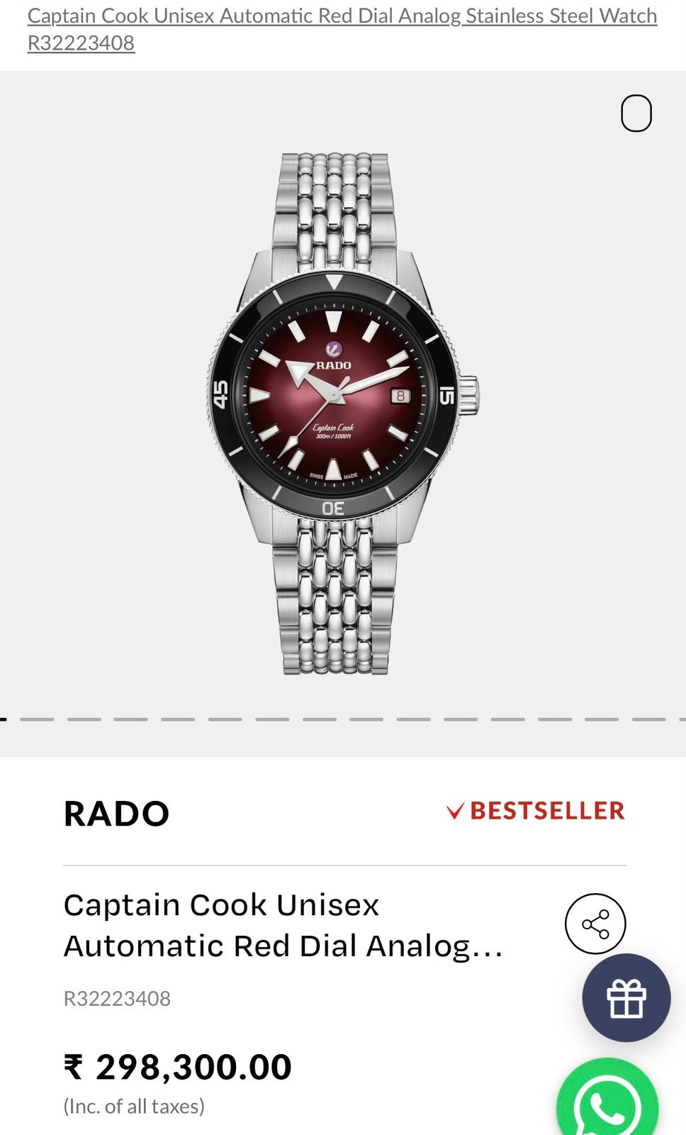 WhatsApp Image 2026-09-14 at 7.19.38 PM Rado Captain Cook Red dial Automatic - Image 1