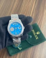 Rolex Day-Date Silver Blue Dial Automatic - Image 4