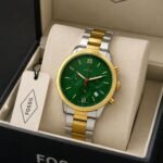 Fossil 44MM Green Dial Gold Bezel Chronograph