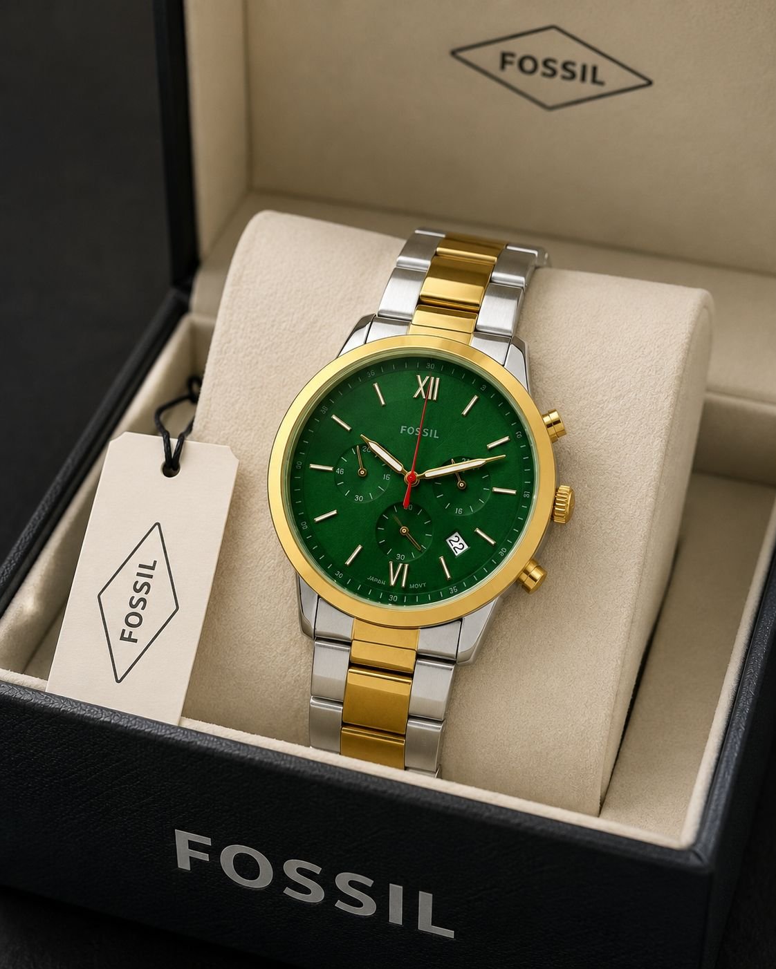 WhatsApp Image 2026-09-15 at 1.01.52 AM (1) Fossil 44MM Green Dial Gold Bezel Chronograph - Image 1
