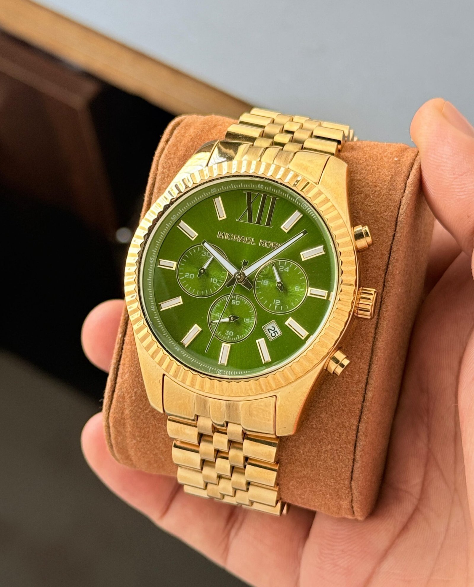 WhatsApp Image 2026-09-15 at 12.50.44 AM Michael Kors Lexington Green Dial Chronograph - Image 1