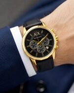 Armani Exchange Black Dial Gold Case