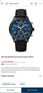 Fossil Bennette 43MM Black Chronograph - Image 2