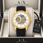 Armani Exchange Modern Automatic Skeleton Gold Black - Image 3