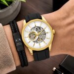 Armani Exchange Modern Automatic Skeleton Gold Black