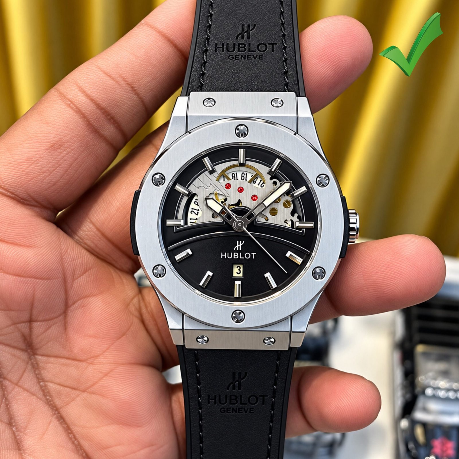 WhatsApp Image 2026-09-15 at 2.11.28 AM Hublot Skeleton Black White Dial - Image 1