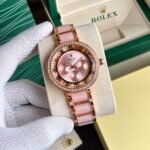 Rolex Ladies Diamond Rose Gold Pink Dial