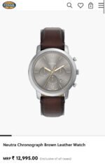 Fossil Silver Case Yellow Dial Chronograph - Image 3