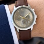 Fossil Silver Case Yellow Dial Chronograph