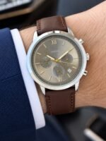 Fossil Silver Case Yellow Dial Chronograph