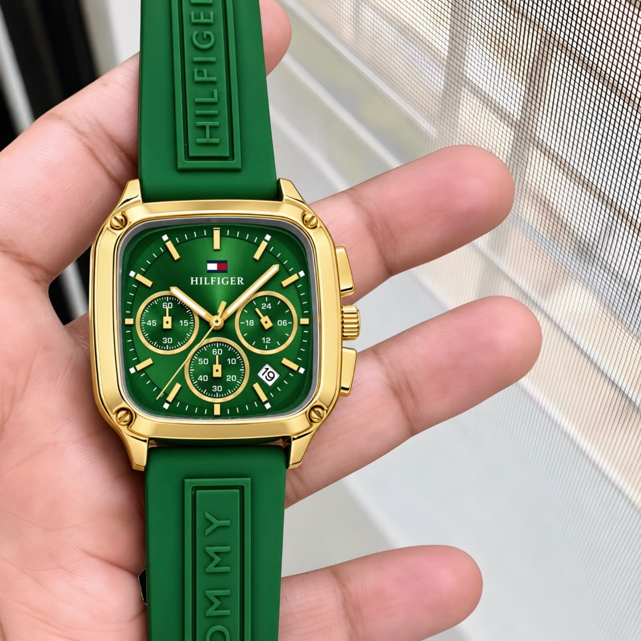 WhatsApp Image 2026-09-17 at 1.49.44 PM (1) Tommy Hilfiger Herald 41MM Green Dial Chronograph - Image 1