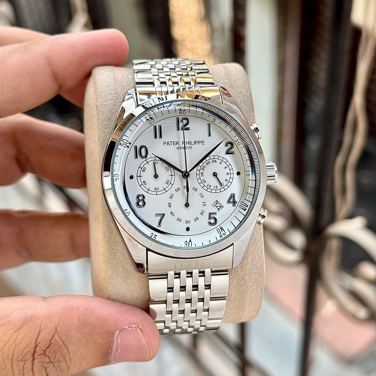 WhatsApp Image 2026-09-17 at 3.55.26 AM (1) Patek Philippe 42MM White Silver Dial Chronograph - Image 1