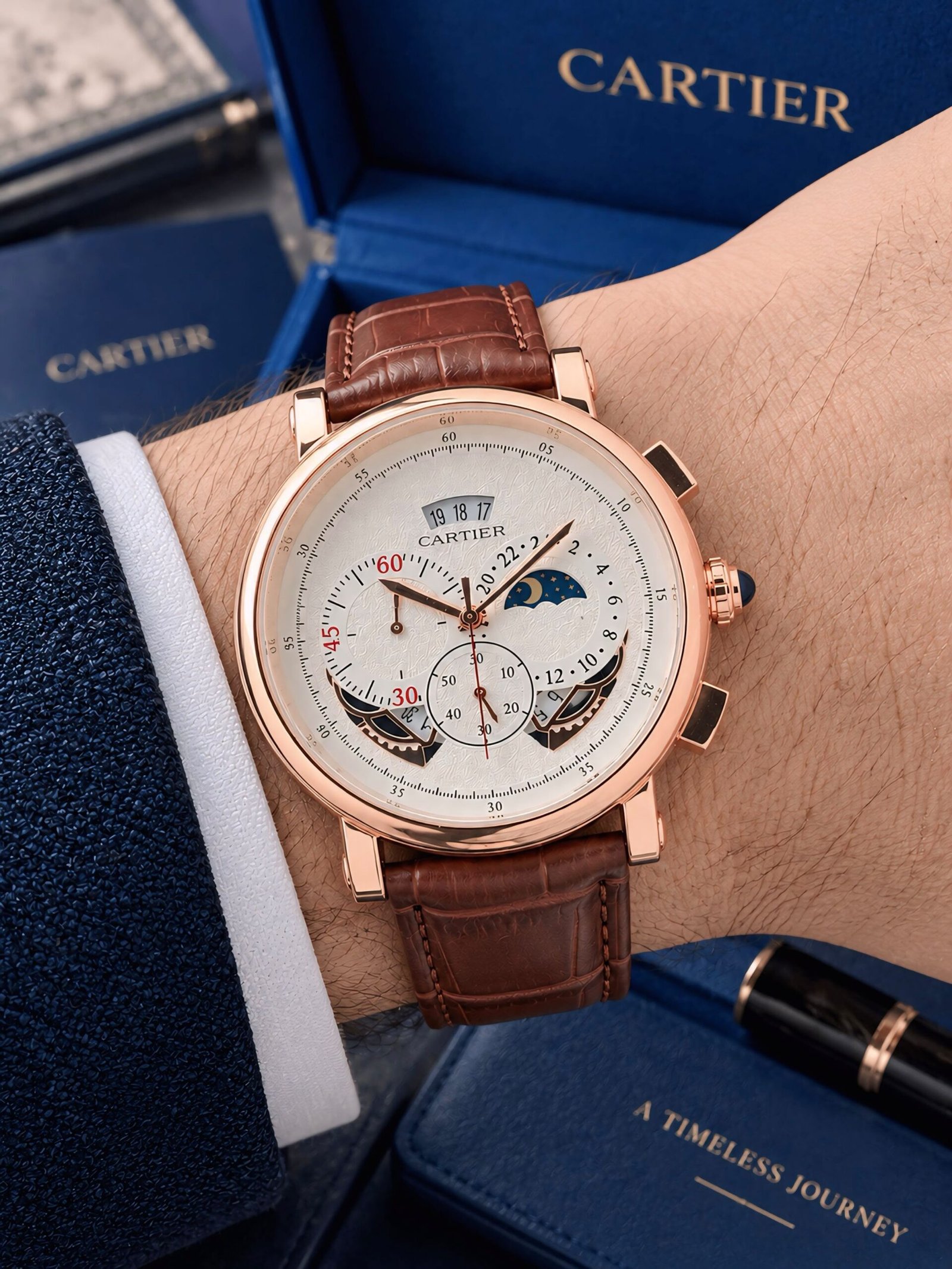 WhatsApp Image 2026-09-18 at 2.40.08 AM Cartier Sun-Moon Chronograph White Dial - Image 1
