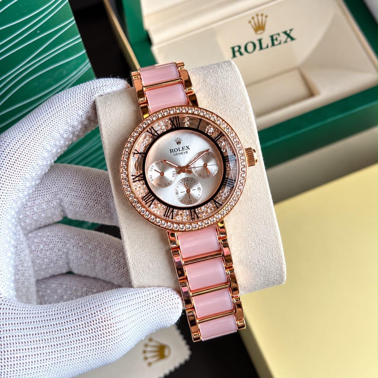 WhatsApp Image 2026-09-22 at 2.00.24 AM (1) Rolex Pink Dial Rose Gold Diamond-Style Dial - Image 1