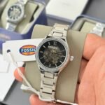 Fossil Eevie Skeleton Silver Tone Automatic