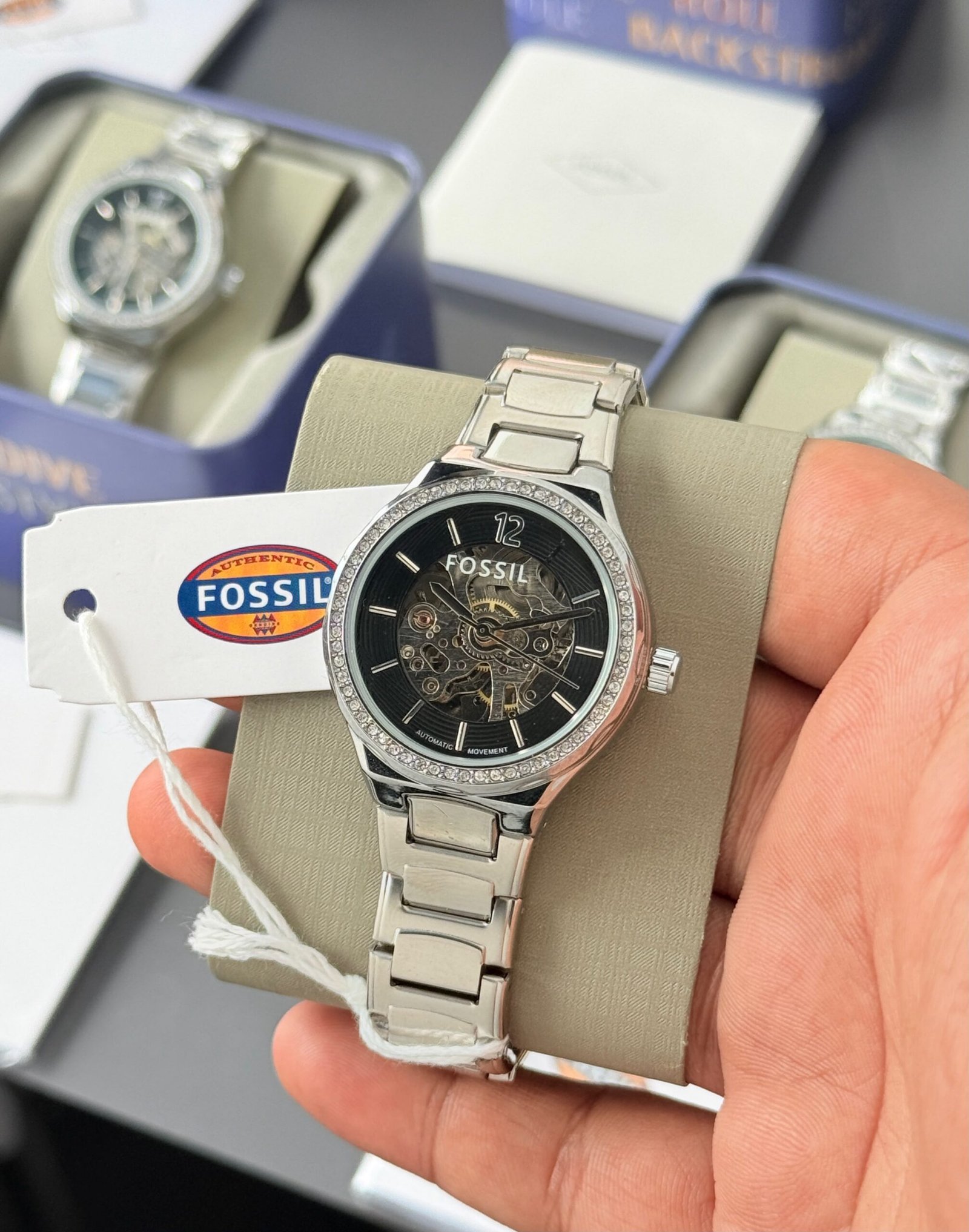 WhatsApp Image 2026-09-26 at 12.03.12 AM Fossil Eevie Skeleton Silver Tone Automatic - Image 1