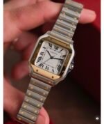 Cartier Santos Gold Silver White Dial - Image 2