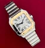 Cartier Santos Gold Silver White Dial - Image 3