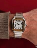 Cartier Santos Gold Silver White Dial