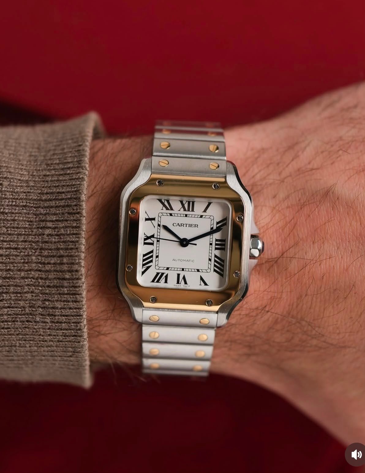 WhatsApp Image 2026-09-26 at 12.05.33 AM (2) Cartier Santos Gold Silver White Dial - Image 1