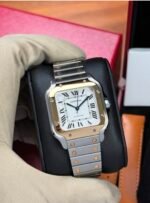 Cartier Santos Gold Silver White Dial - Image 4