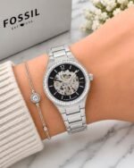 Fossil Black Textured Skeleton Automatic