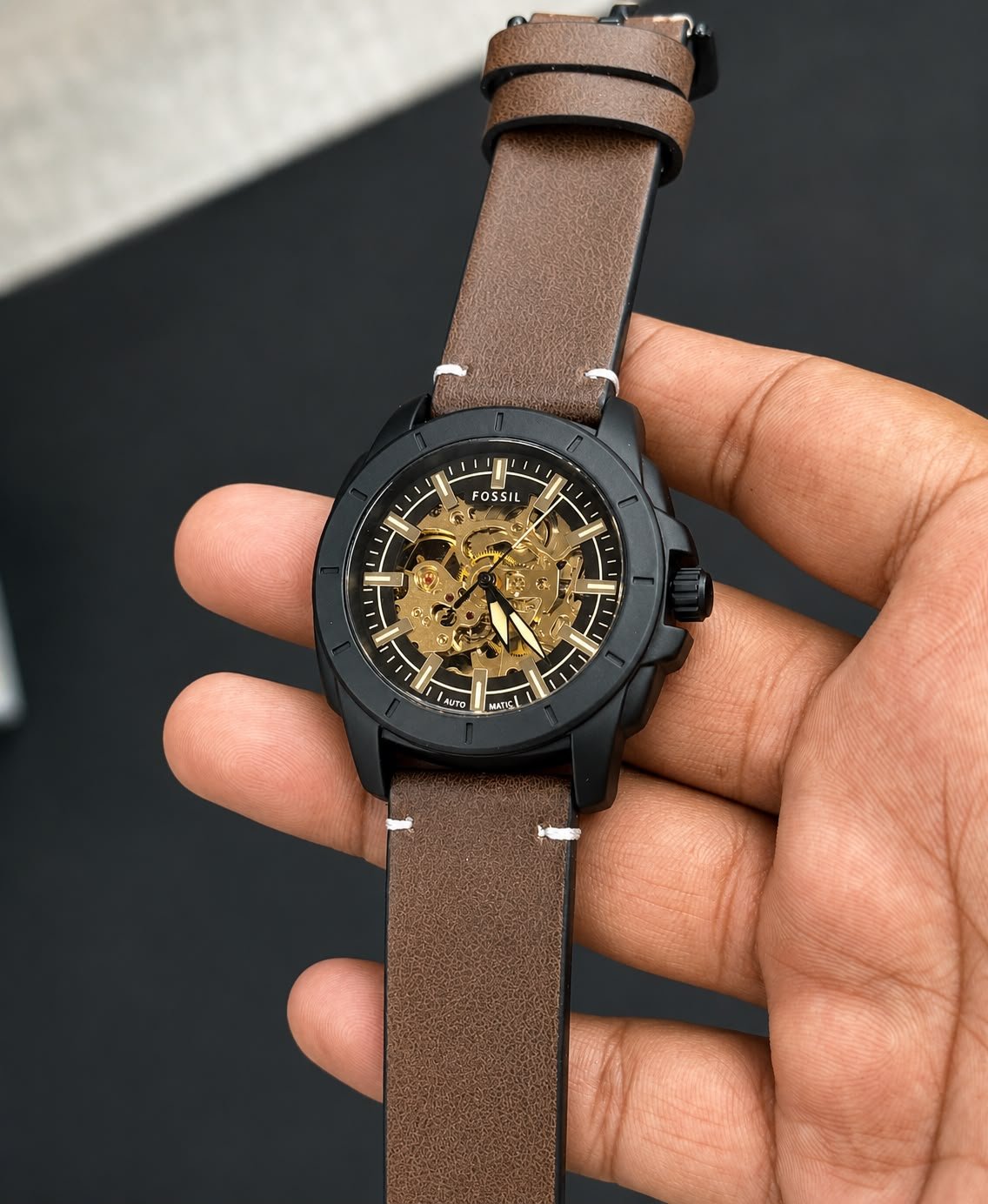 WhatsApp Image 2026-09-26 at 12.10.40 AM Fossil Automatic Matte Black Skeleton Dial - Image 1