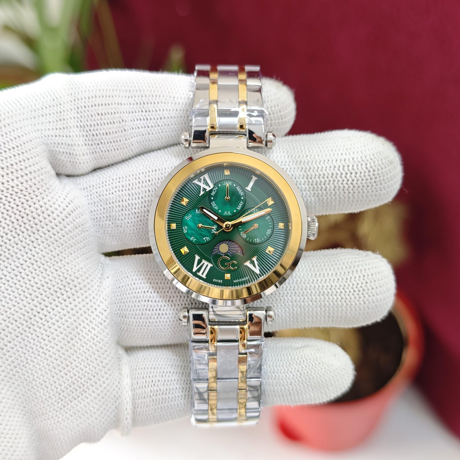 WhatsApp Image 2026-09-26 at 6.23.30 PM (1) Guess Two Tone Green Dial Analog - Image 1