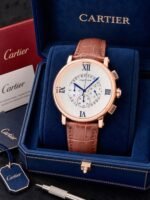Cartier Date White Roman Dial Chronograph - Image 2