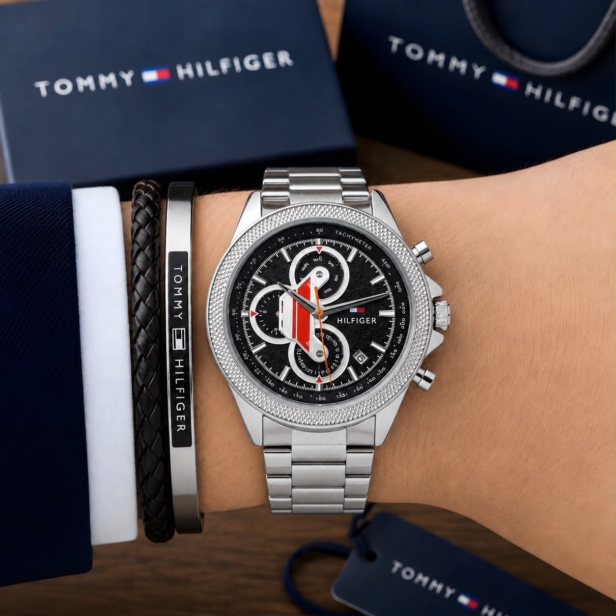 WhatsApp Image 2026-09-28 at 12.37.48 AM Tommy Hilfiger Textured Black Dial Chrono - Image 1
