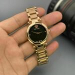 Versace Rose Gold Black Dial Quartz