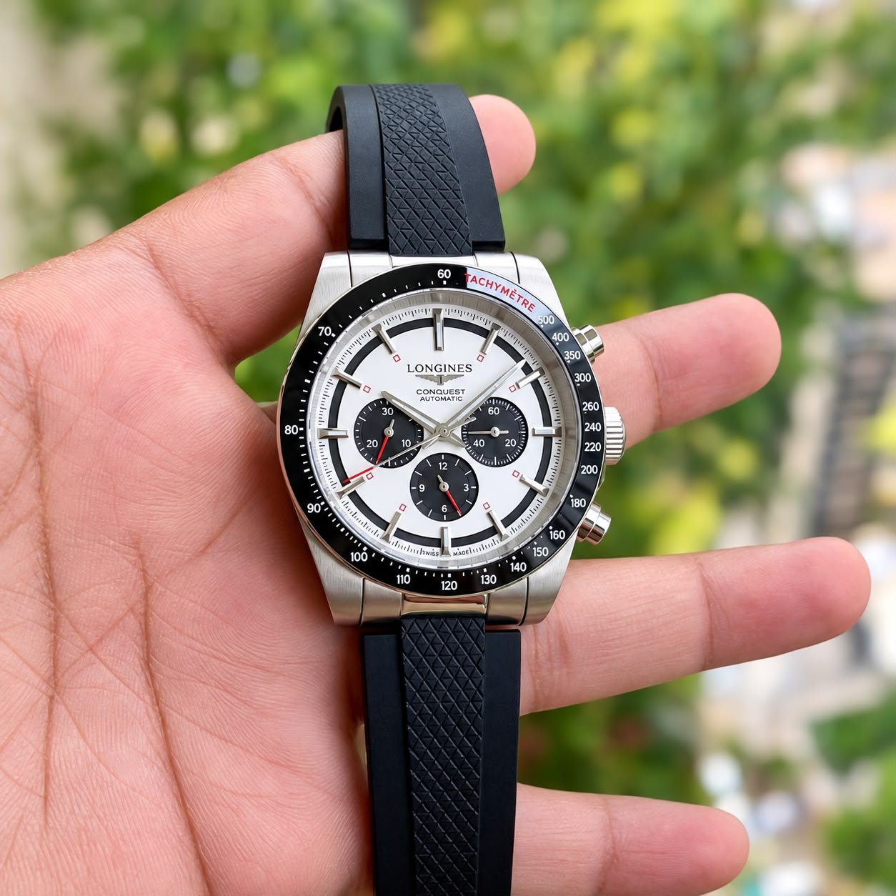 WhatsApp Image 2026-09-30 at 10.08.20 PM Longines Conquest 41mm White Dial Chronograph - Image 1