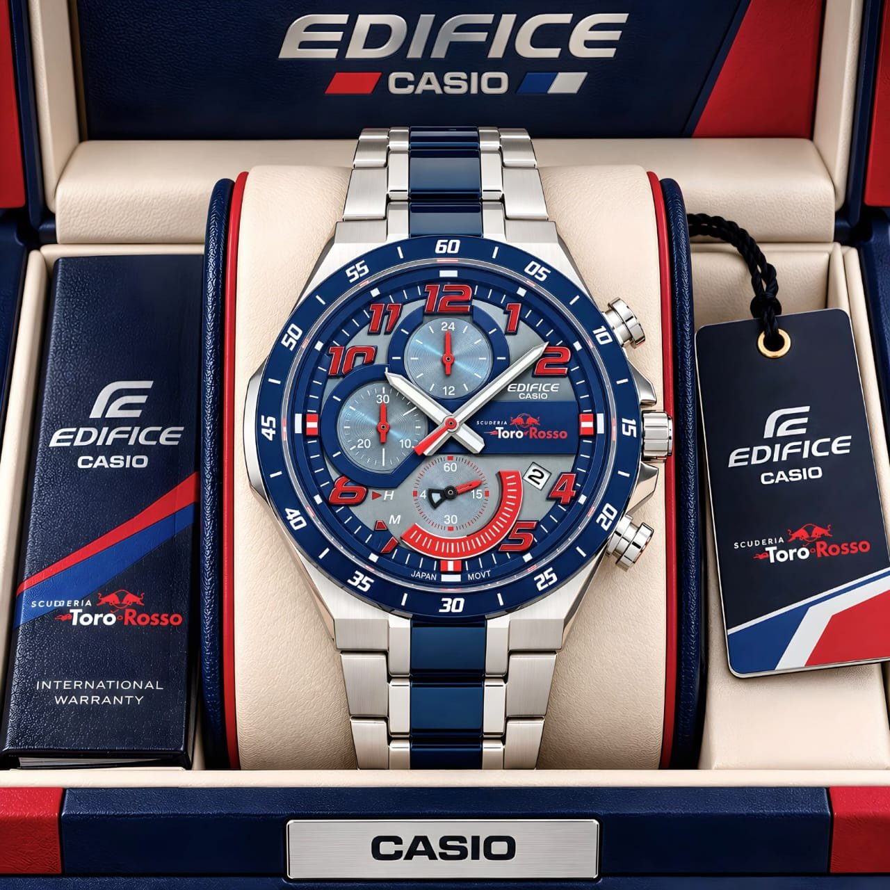 WhatsApp Image 2026-10-01 at 1.23.48 AM (1) Casio Edifice Scuderia Red & Blue 45mm Chrono - Image 1