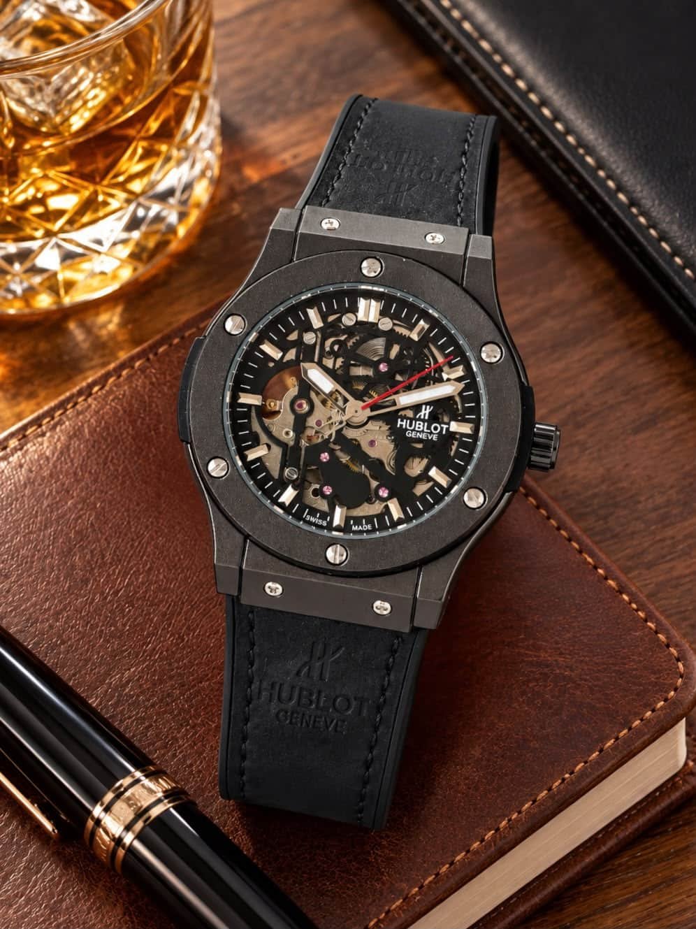 WhatsApp Image 2026-10-03 at 1.00.30 AM (1) Hublot Black Skeleton Dial Automatic - Image 1