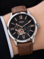 Fossil Townsman Silver Skeleton Automatic