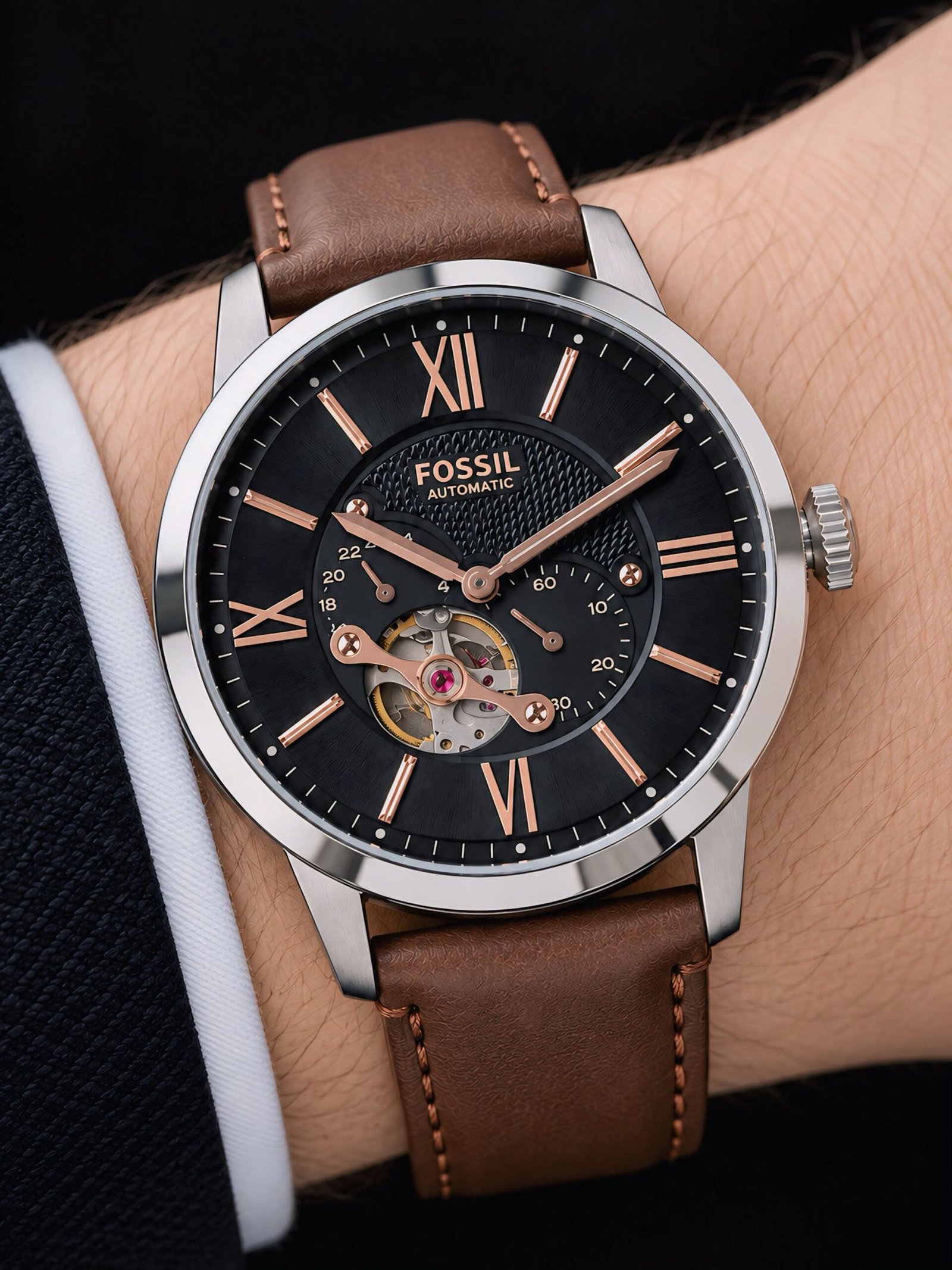WhatsApp Image 2026-10-03 at 12.53.21 AM Fossil Townsman Silver Skeleton Automatic - Image 1