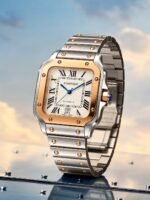 Cartier Santos Gold and Silver White Roman Dial