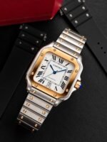 Cartier Santos Gold and Silver White Roman Dial - Image 4