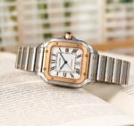 Cartier Santos Gold and Silver White Roman Dial - Image 5